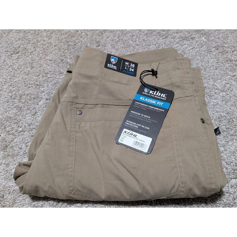 KUHL Pants Mens 36x34 Fossil Konfidant Air Klassik Fit Hiking Technical Khaki